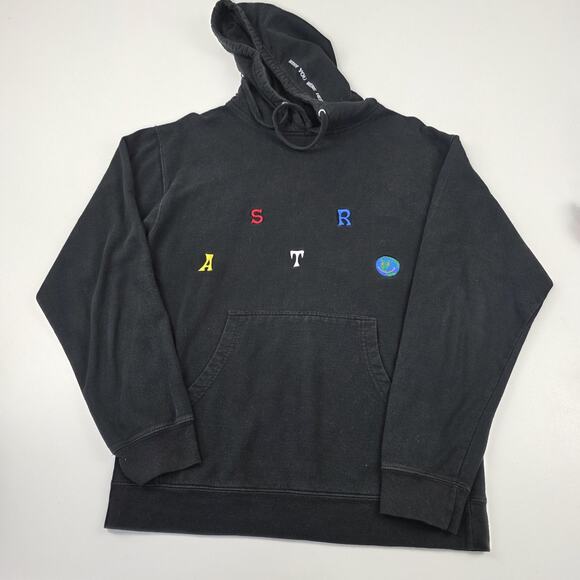Astroworld Hoodie Mens Medium Black Wish You Were Here Embroidered Travis Scott - Picture 1 of 10